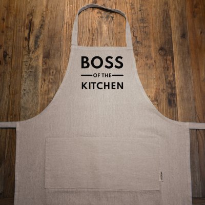 Förkläde med tryck - boss of the kitchen quote
