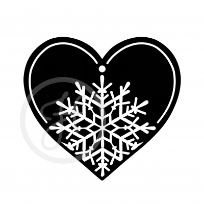 Jul - Pepparkakshjärta snöflinga svart tryck